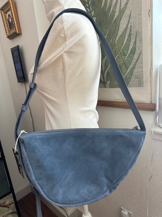 The Sak Handbags - The Sak Large Tess Suede Crescent Sling Crossbody in Maritime Blue